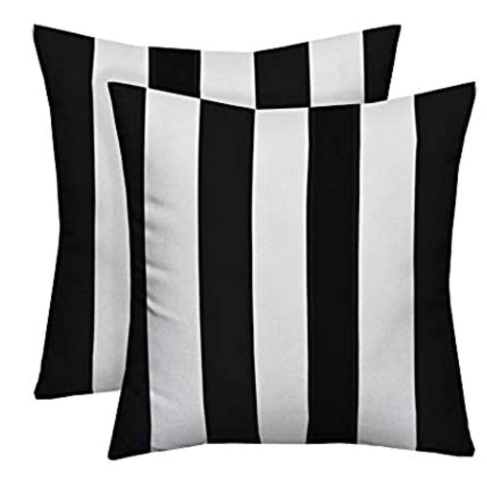 Navy & White Striped Throw Pillow Cover, Set of 2
